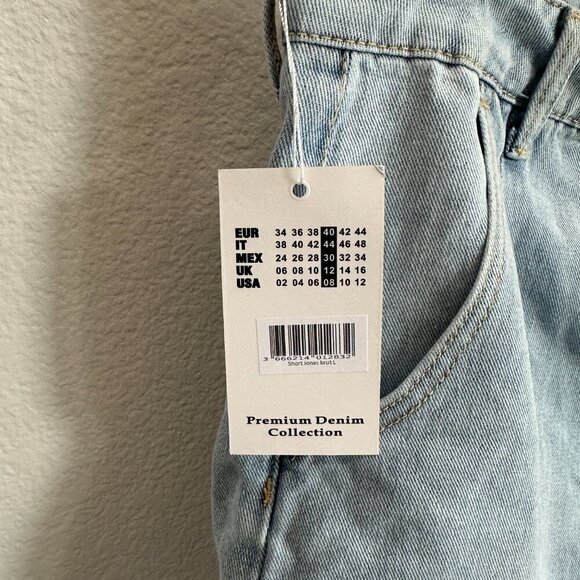 Berthie Light Blue Rolled Denim Jean High Rise "Jonas" Shorts - Picture 5 of 6